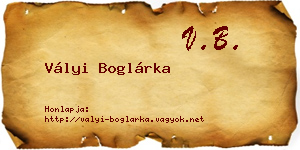 Vályi Boglárka névjegykártya